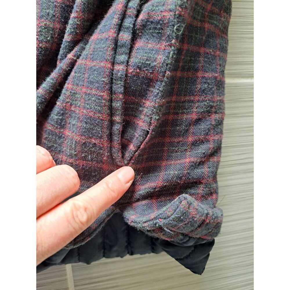 Vtg Plaid Quilted Flannel Jacket Blue & Red Cotton Men's M Shacket Winter Grunge - Picture 6 of 11